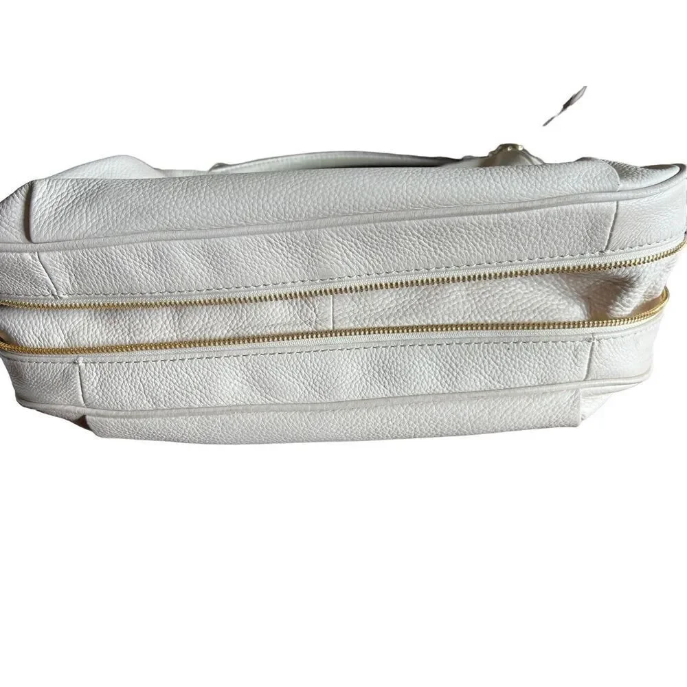 Kate spade ivory pebble leather hobo crossbody bag purse expandable zipper